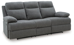 Side-Swipe Reclining Sofa with Drop Down Table