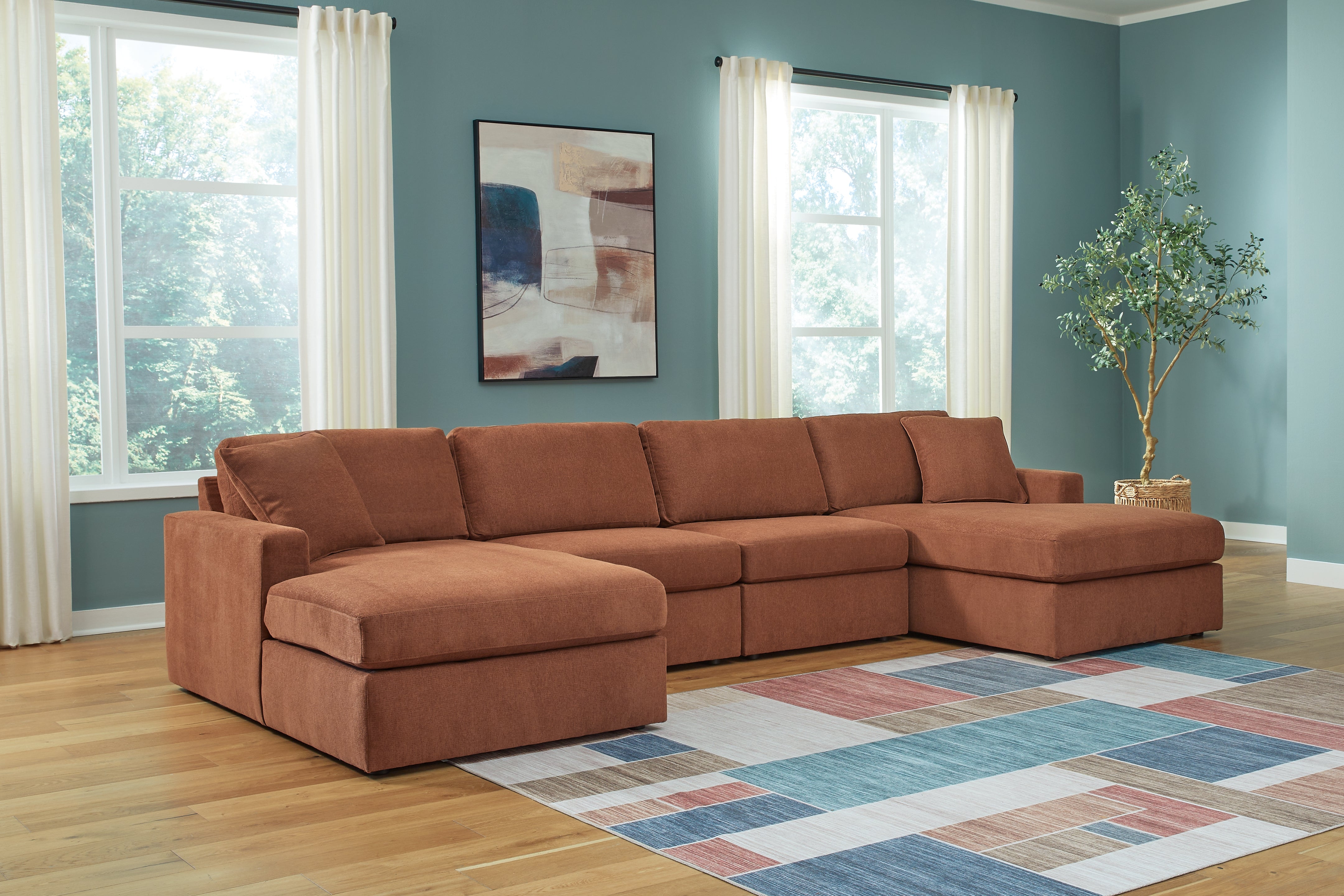 Furniture City Laplace - Ashley Furniture - Modmax 4-Piece Sectional with Chaise - RAF 4-Piece Sectional with Chaise / Spice - 92102S19