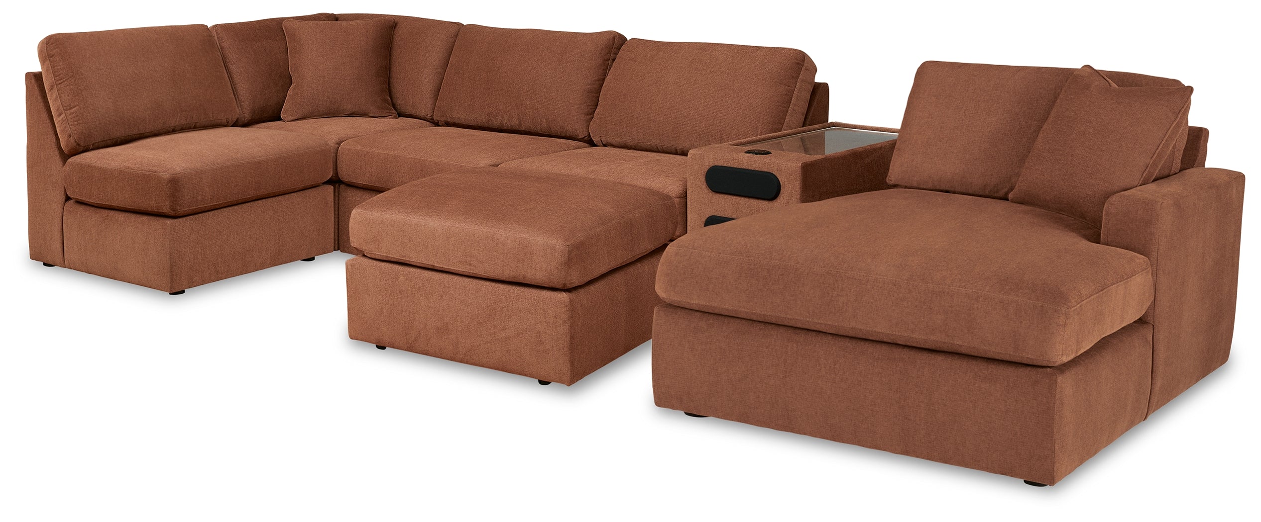 Furniture City Laplace - Ashley Furniture - Modmax 6-Piece Sectional with Chaise and Ottoman - 6-Piece Sectional with Chaise and Ottoman / Spice - 92102U10