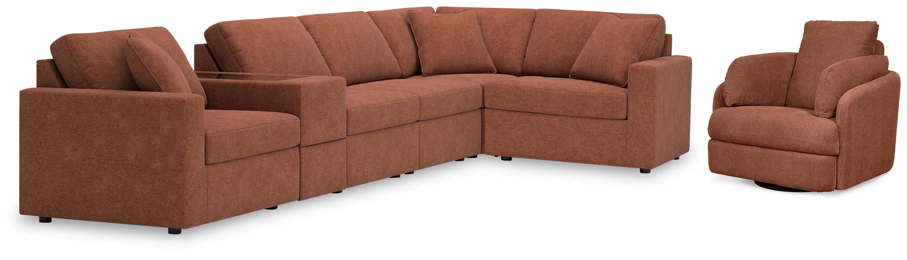 Furniture City Laplace - Ashley Furniture - Modmax 6-Piece Sectional and Swivel Glider Recliner - 6-Piece Sectional and Swivel Glider Recliner / Spice - 92102U17