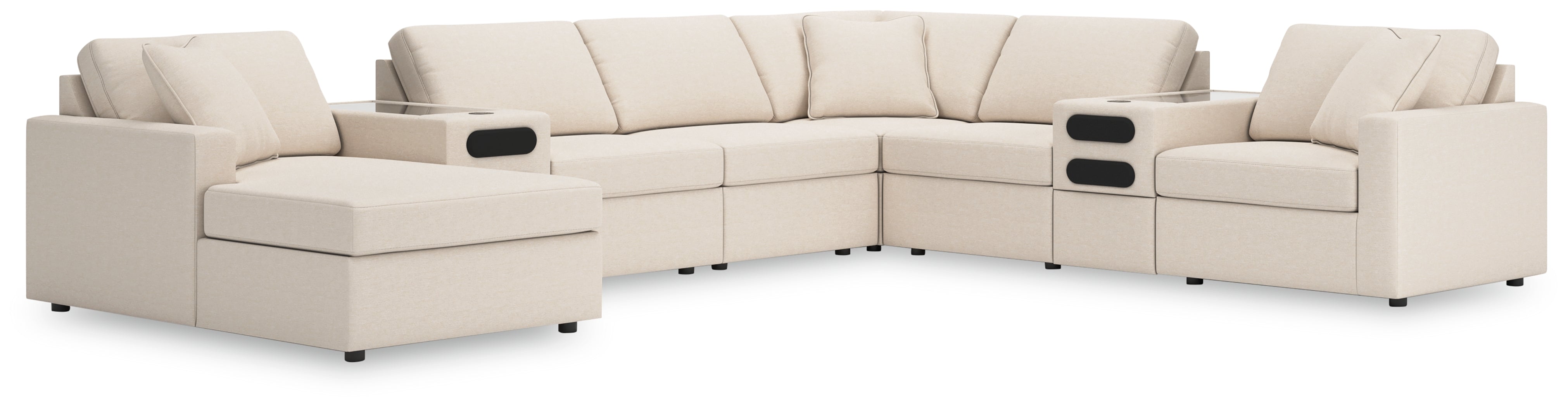 Furniture City Laplace - Ashley Furniture - Modmax 8-Piece Sectional with Audio System and Chaise - RAF 8-Piece Sectional with Audio System and Chaise / Oyster - 92103S47