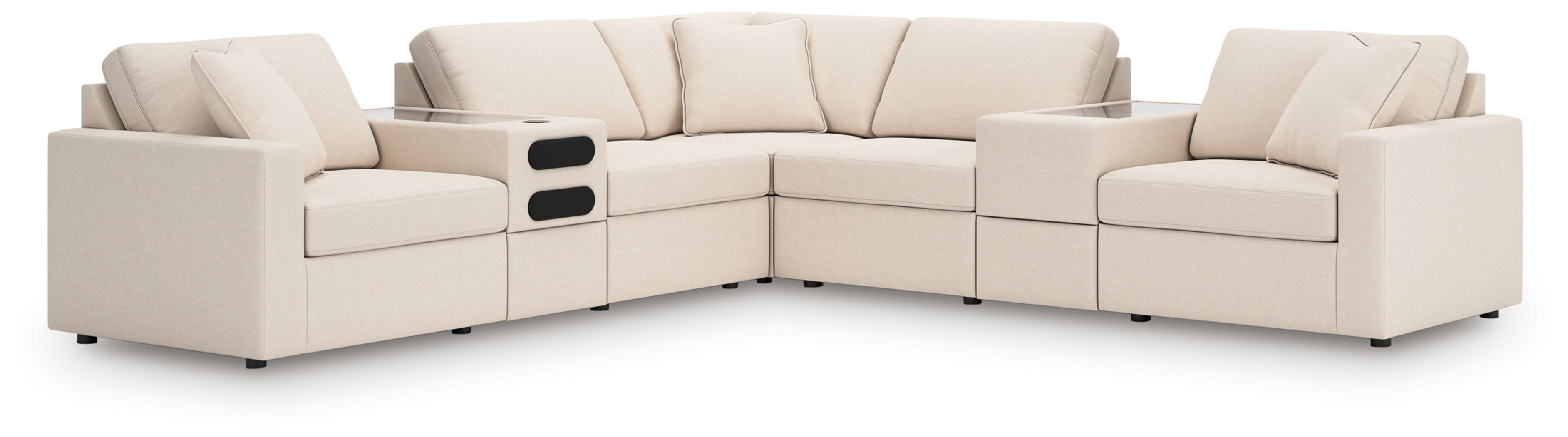 Furniture City Laplace - Ashley Furniture - Modmax 7-Piece Balanced Sectional with Audio and Storage Consoles - RAF 7-Piece Balanced Sectional with Audio and Storage Consoles / Oyster - 92103S69