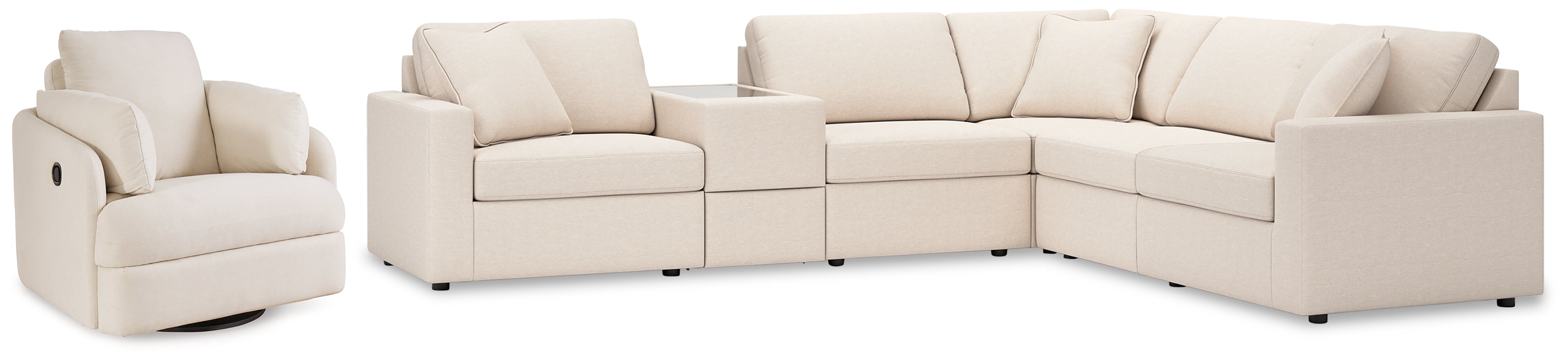 Furniture City Laplace - Ashley Furniture - Modmax 6-Piece Sectional and Swivel Glider Recliner - 6-Piece Sectional and Swivel Glider Recliner / Oyster - 92103U17