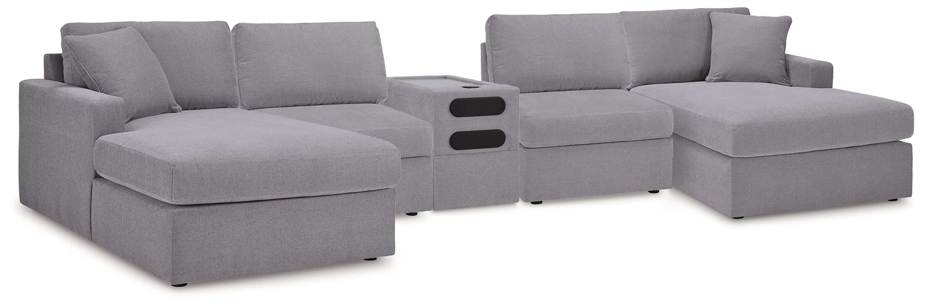 Furniture City Laplace - Ashley Furniture - Modmax 5 Piece Sectional with Audio Console - RAF 5 Piece Sectional with Audio Console / Granite - 92104S70