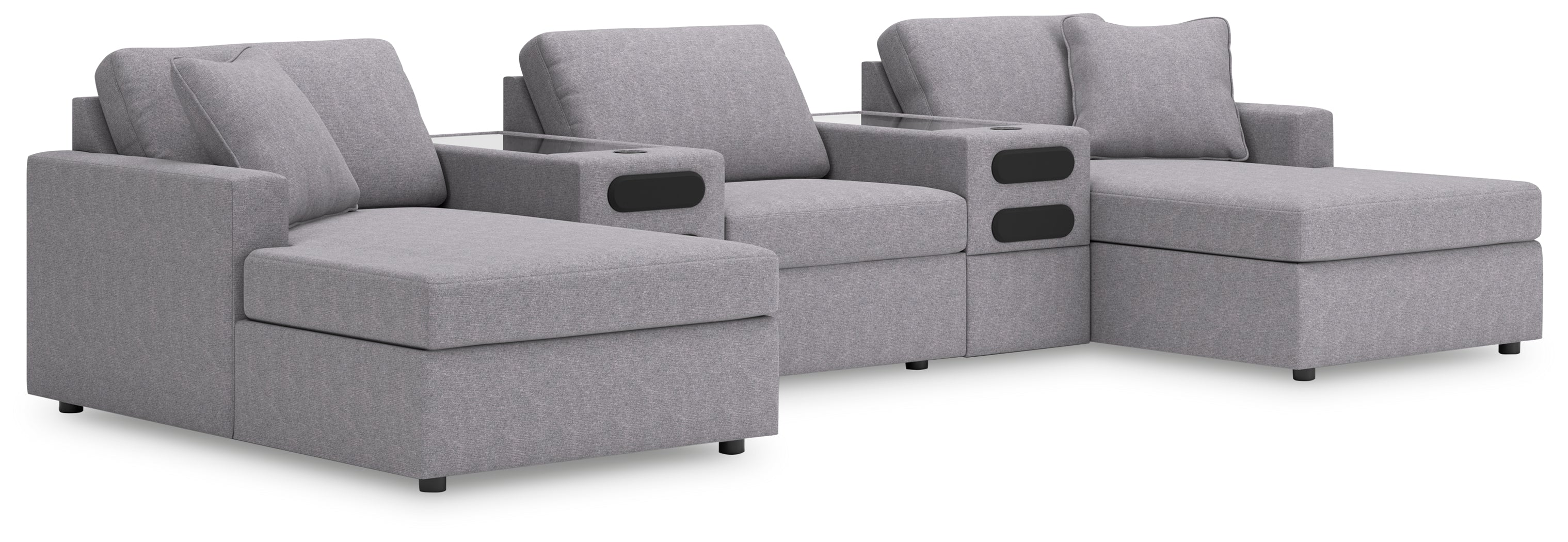 Furniture City Laplace - Ashley Furniture - Modmax 5-Piece Sectional with Chaise and Audio Console - RAF 5-Piece Sectional with Chaise and Audio Console - 92104S47