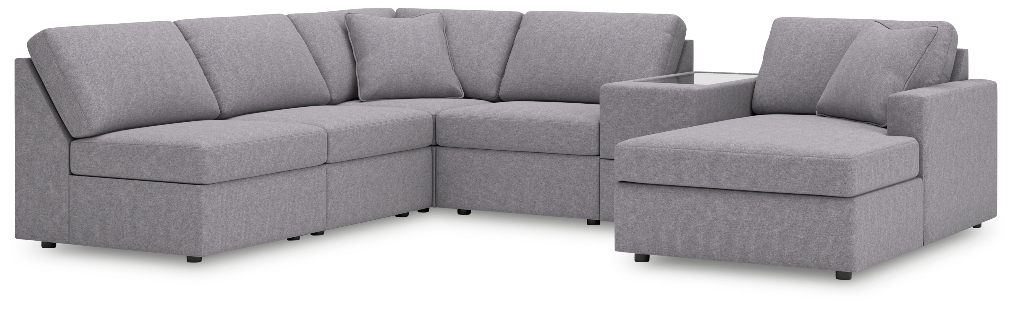 Furniture City Laplace - Ashley Furniture - Modmax 6-Piece Sectional with Chaise - 6-Piece Sectional with Chaise and Storage Console / Granite - 92104S22