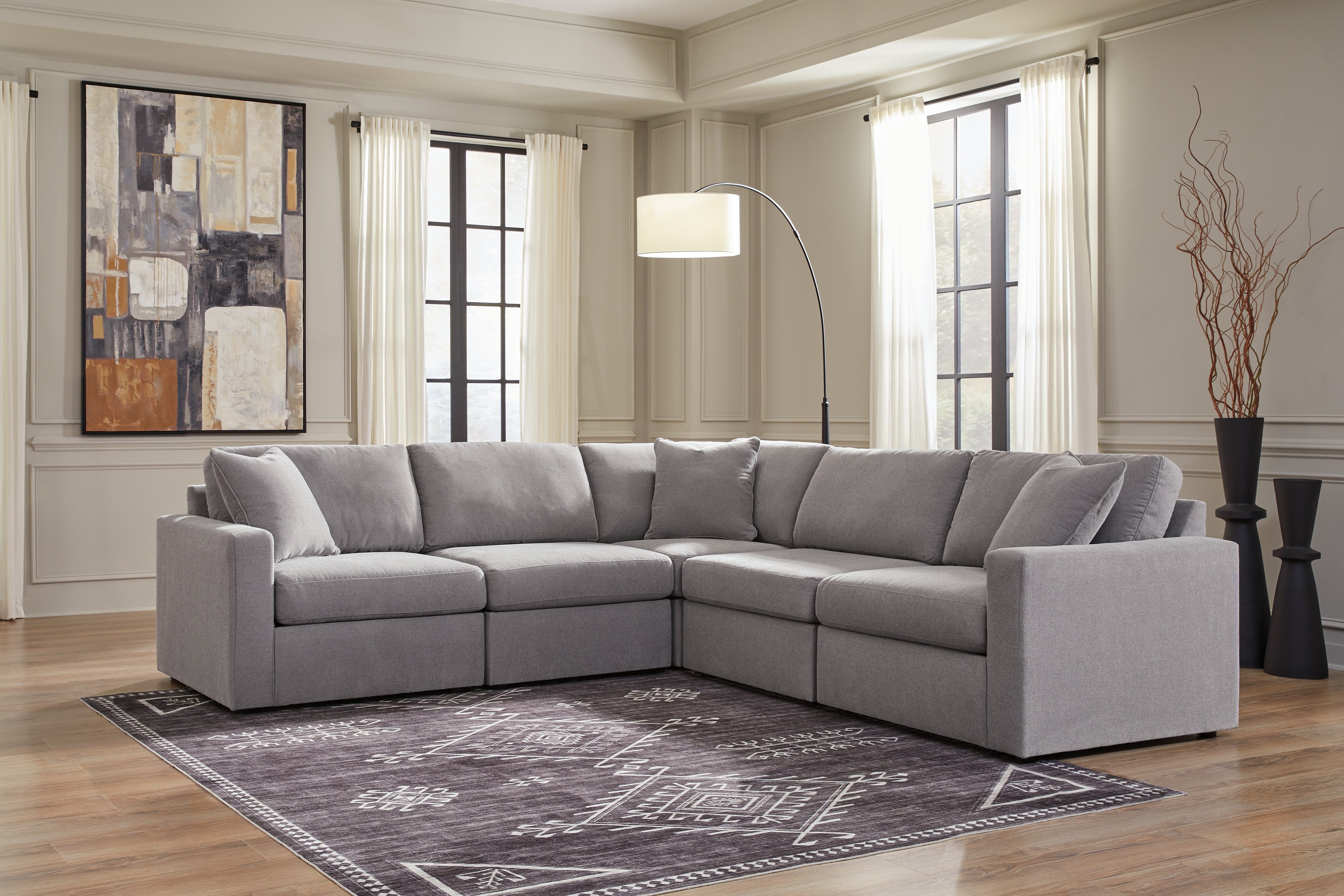 Furniture City Laplace - Ashley Furniture - Modmax 5-Piece Sectional - RAF 5-Piece Sectional / Granite - 92104S6