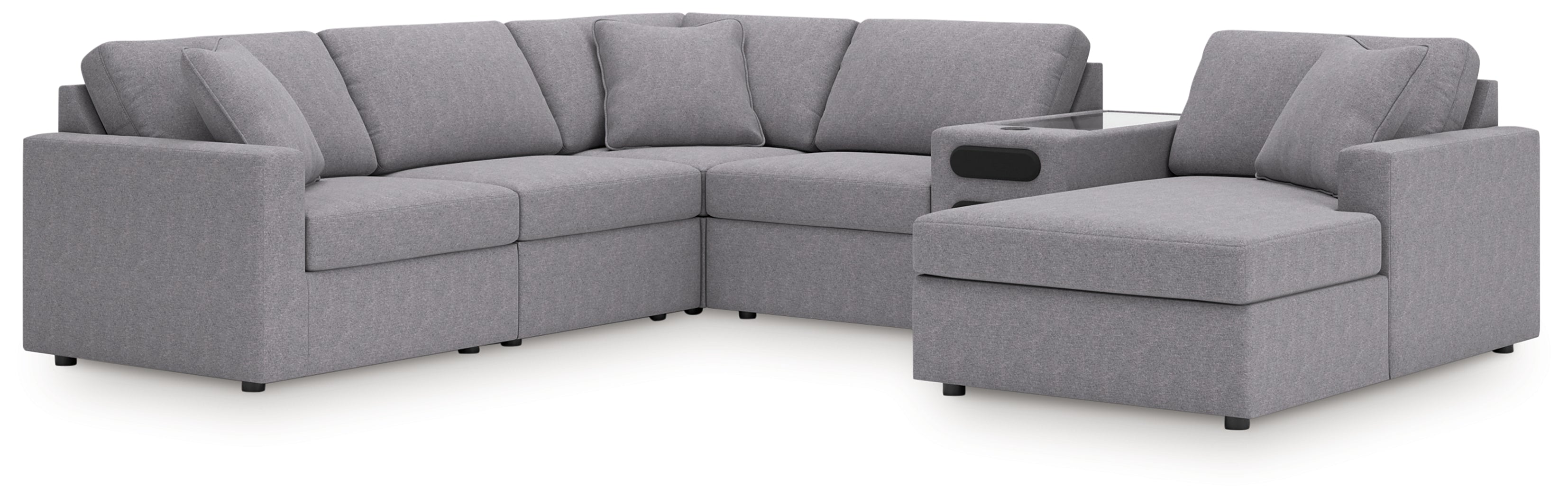 Furniture City Laplace - Ashley Furniture - Modmax 6-Piece Sectional with Audio System and Chaise - RAF 6-Piece Sectional with Audio System and Chaise / Granite - 92104S51
