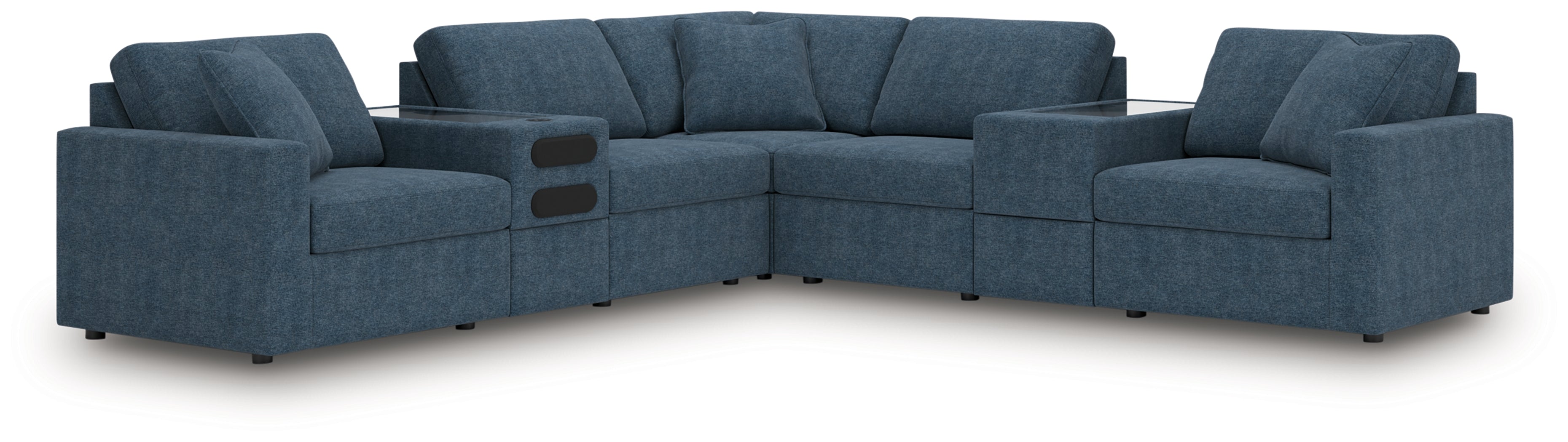 Furniture City Laplace - Ashley Furniture - Modmax 7-Piece Balanced Sectional with Audio and Storage Consoles - RAF 7-Piece Balanced Sectional with Audio and Storage Consoles / Ink - 92121S69