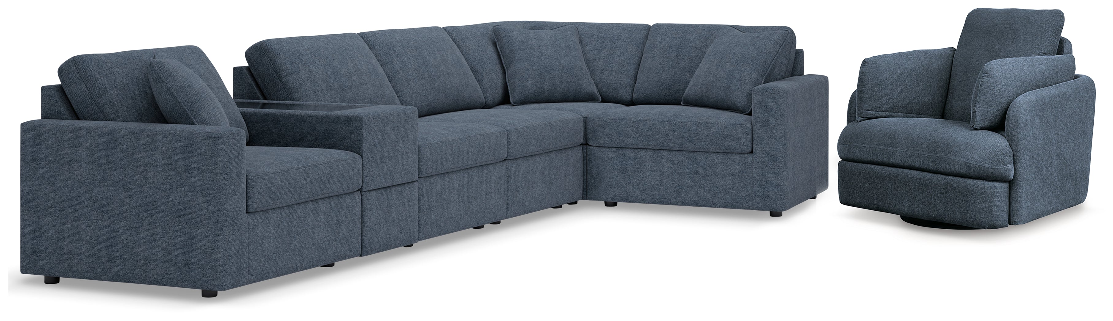 Furniture City Laplace - Ashley Furniture - Modmax 6-Piece Sectional and Swivel Glider Recliner - 6-Piece Sectional and Swivel Glider Recliner / Ink - 92121U17
