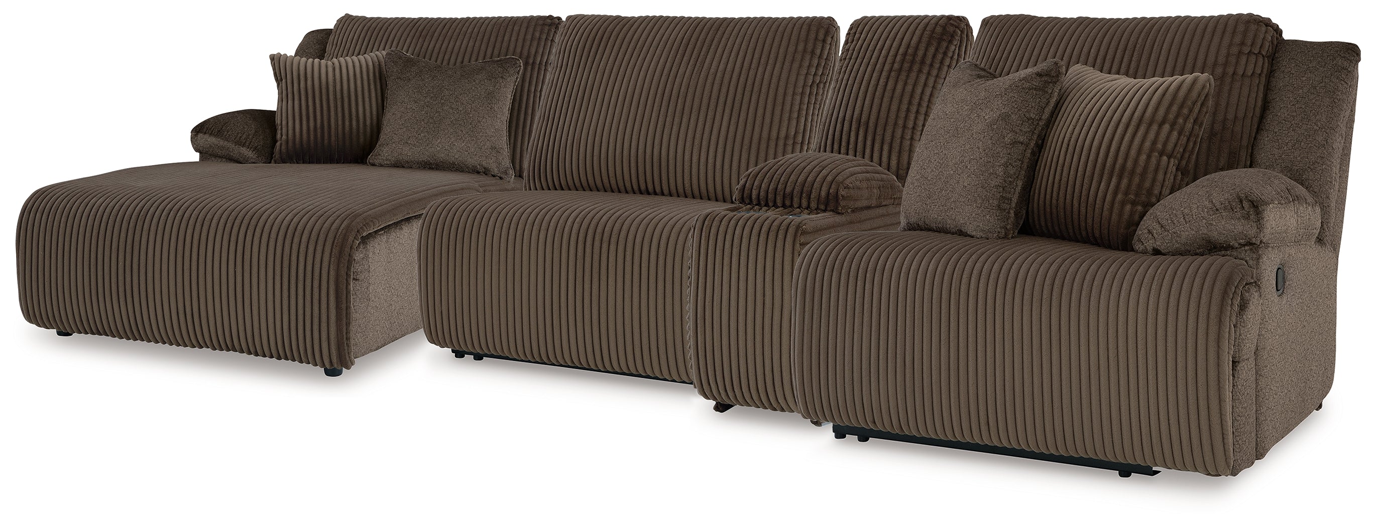 Furniture City Laplace - Ashley Furniture - Top Tier 4-Piece Reclining Sectional with Chaise - 4-Piece Reclining Sectional with Chaise / Chocolate - 92705S12
