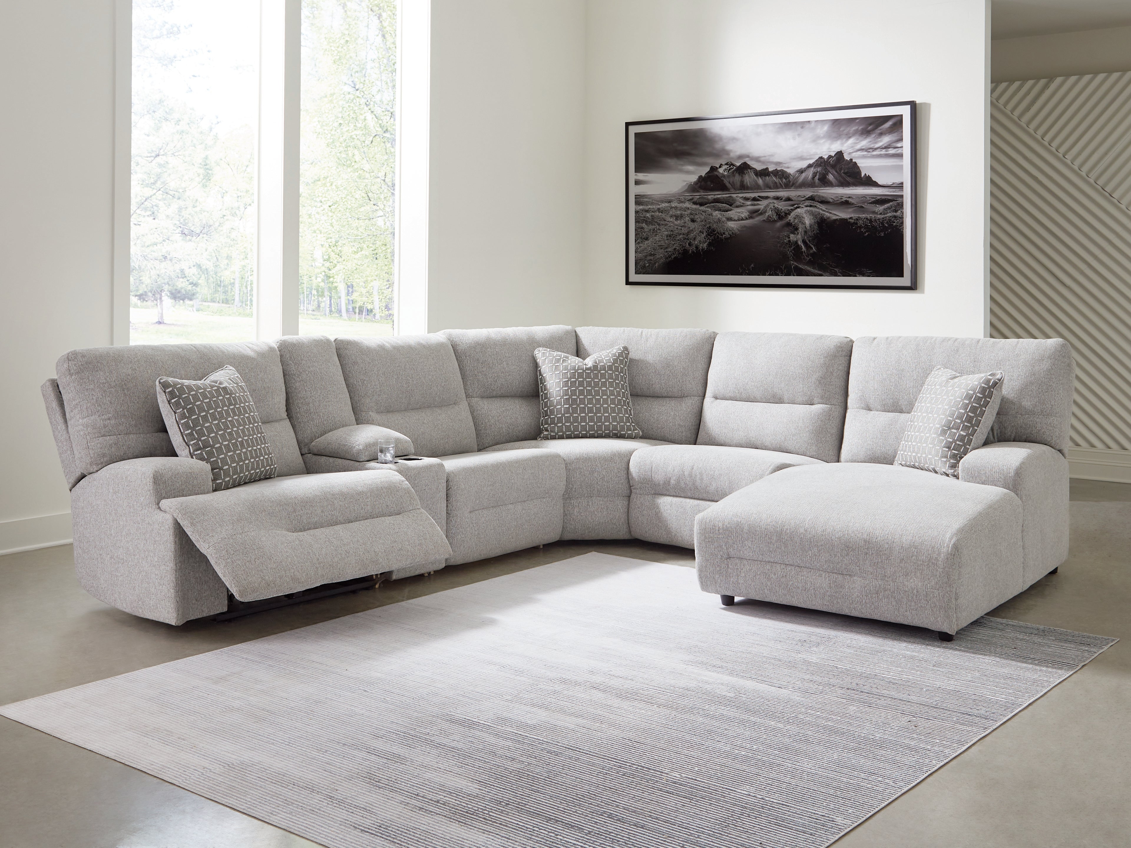 Furniture City Laplace - Ashley Furniture - Acklen Place 6-Piece Power Reclining Sectional with Chaise - 6-Piece Power Reclining Sectional with Chaise - 93605S1