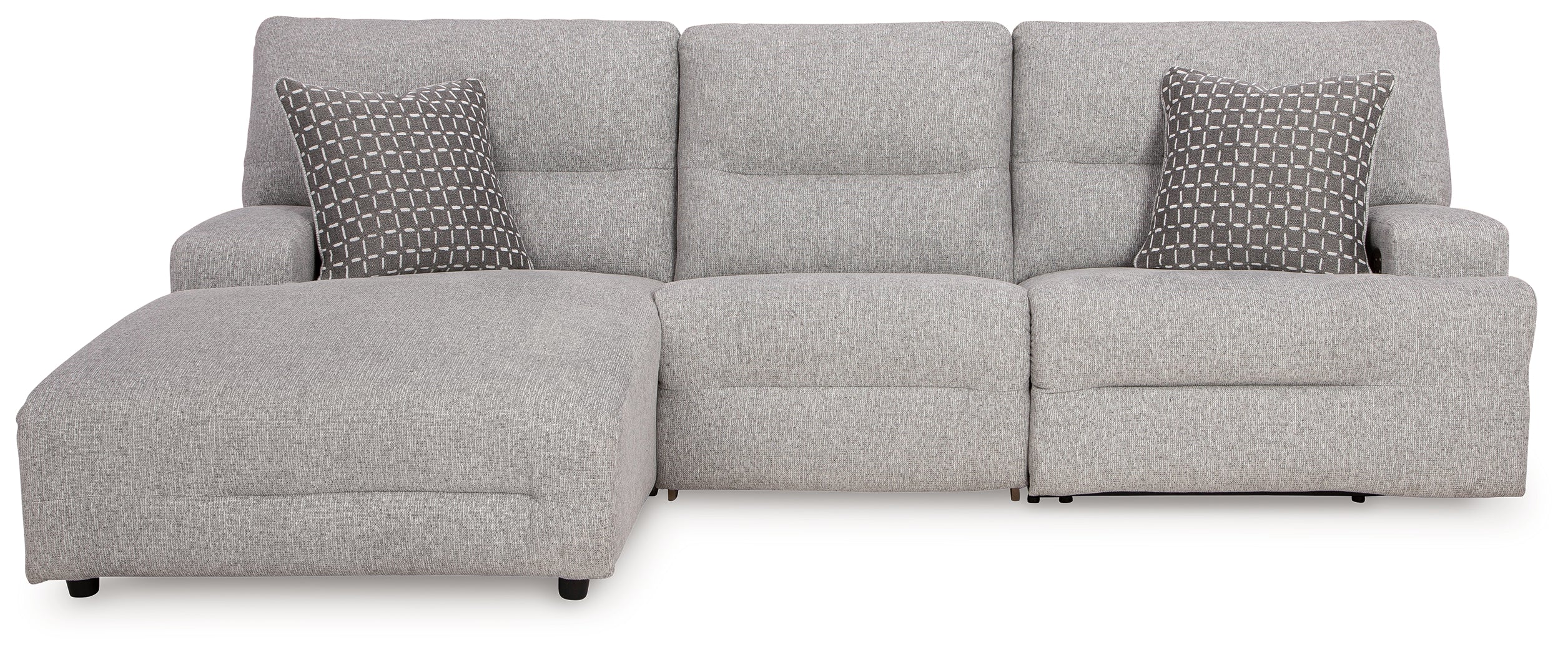 Furniture City Laplace - Ashley Furniture - Acklen Place 3-Piece Power Reclining Sectional - 3-Piece Power Reclining Sectional / Pewter - 93605S7