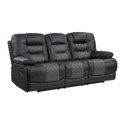 Fabian - Double Reclining Sofa With Center Drop-Down Cup Holders, Receptacles And USB Ports - 2-Tone Gray (Gray / Dark Gray)