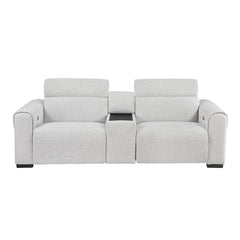 McPherson - Power Double Reclining Loveseat With Center Console And Power Headrests, Charging Ports - Cloud
