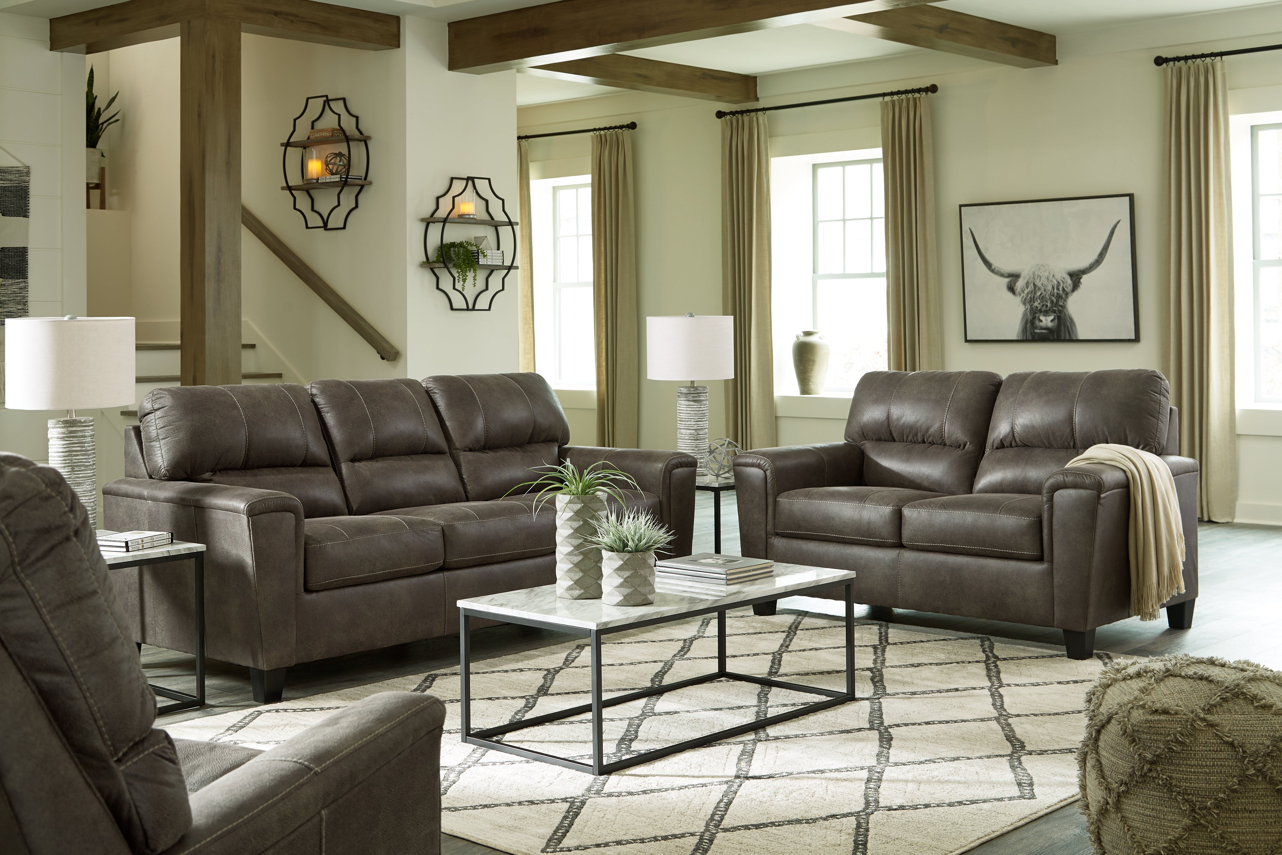 Furniture City Laplace - Ashley Furniture - Navi Sofa, Loveseat and Recliner - Sofa, Loveseat and Recliner / Smoke - 94002U4