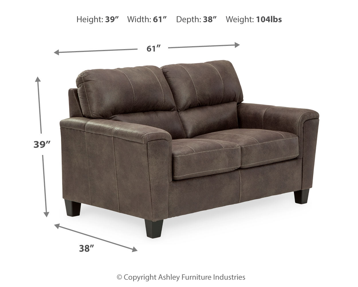 Furniture City Laplace - Ashley Furniture - NaviLiving Room - Loveseat / Smoke - 9400235