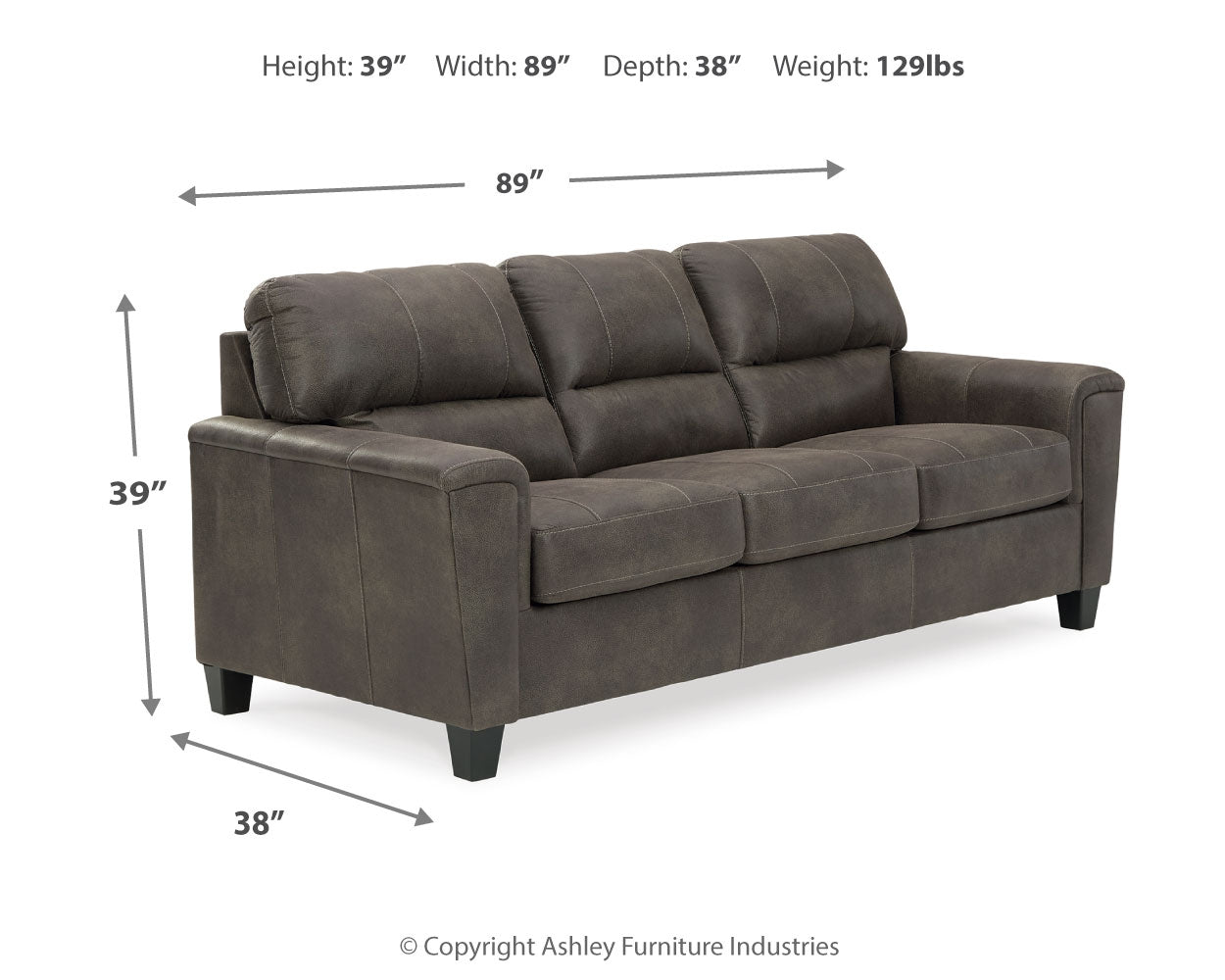 Furniture City Laplace - Ashley Furniture - NaviLiving Room - Sofa / Smoke - 9400238