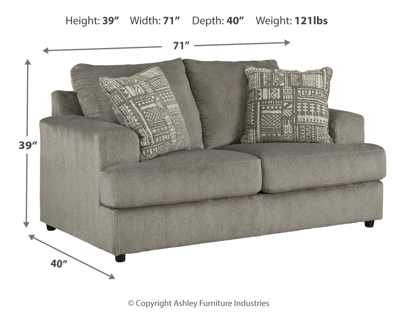 Furniture City Laplace - Ashley Furniture - SoletrenLiving Room - Loveseat / Ash - 9510335