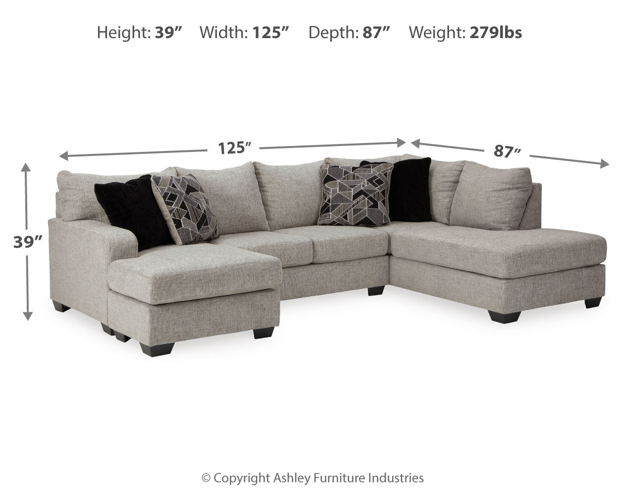 Furniture City Laplace - Ashley Furniture - Megginson Sectionals - LAF 2-Piece Sectional with Chaise / Storm - 96006S1