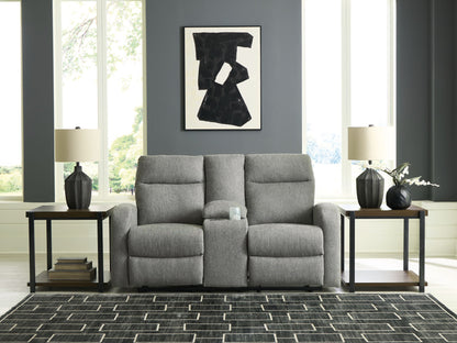 Gauntlet - Double Recline Loveseat With Console - Sterling