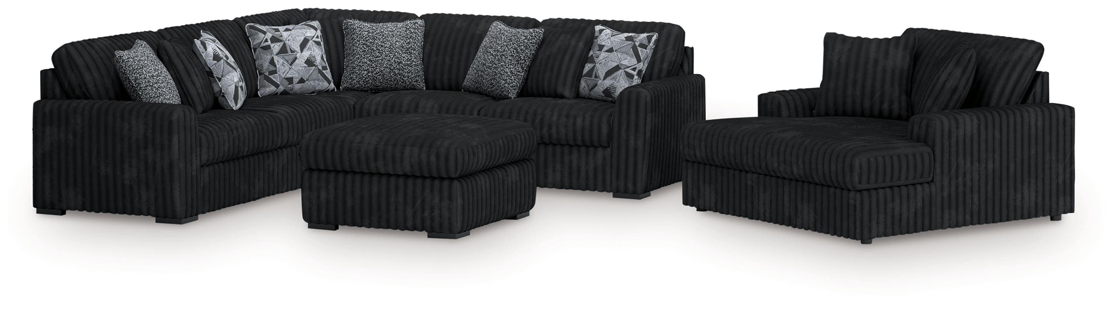 Furniture City Laplace - Ashley Furniture - Midnight-Madness 3-Piece Sectional, Chaise and Oversized Accent Ottoman - 3-Piece Sectional, Chaise and Oversized Accent Ottoman - 98103U1