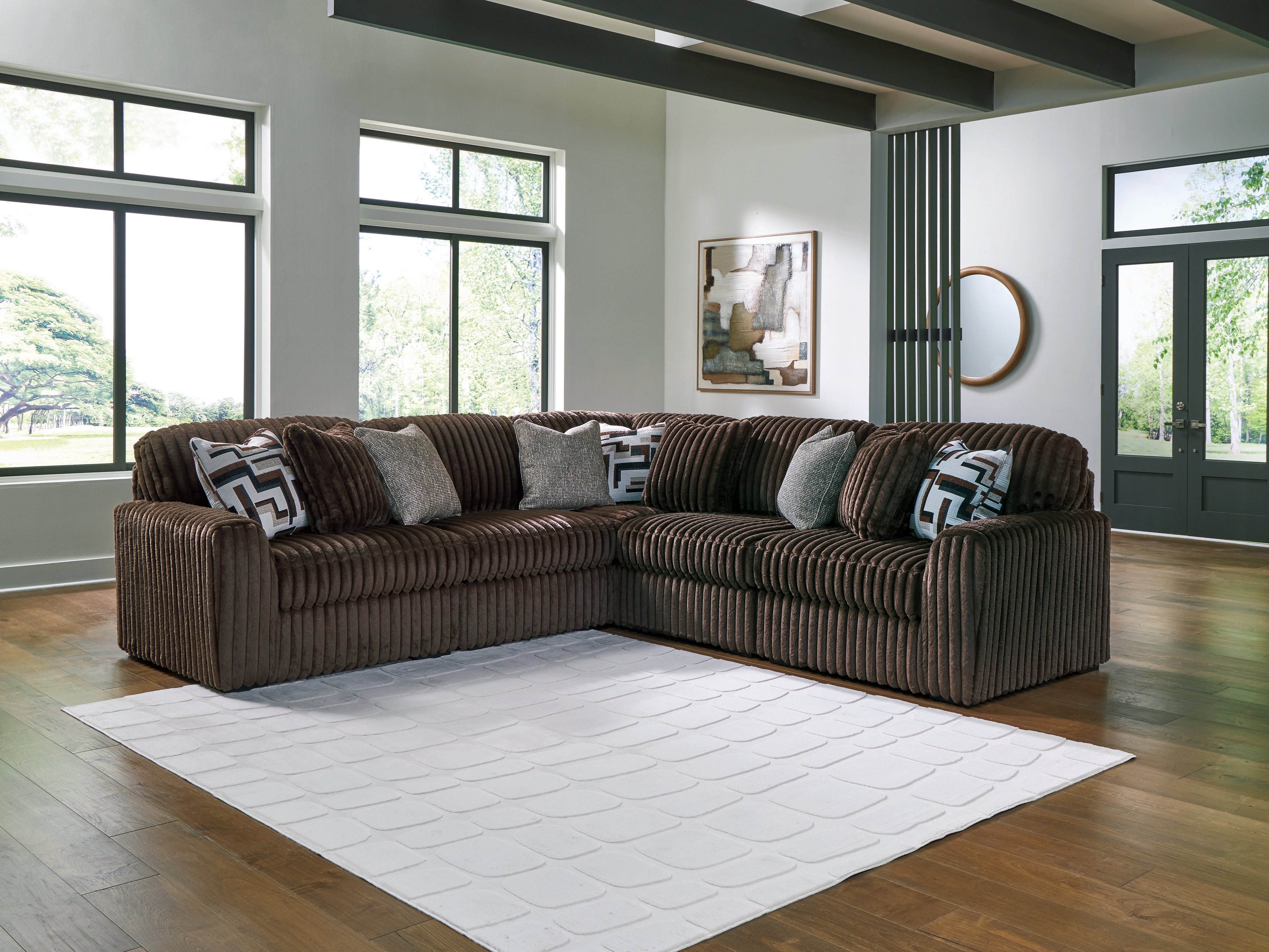 Furniture City Laplace - Ashley Furniture - Midnight-Madness 5-Piece Sectional - RAF 5-Piece Sectional / Chocolate - 98104S26