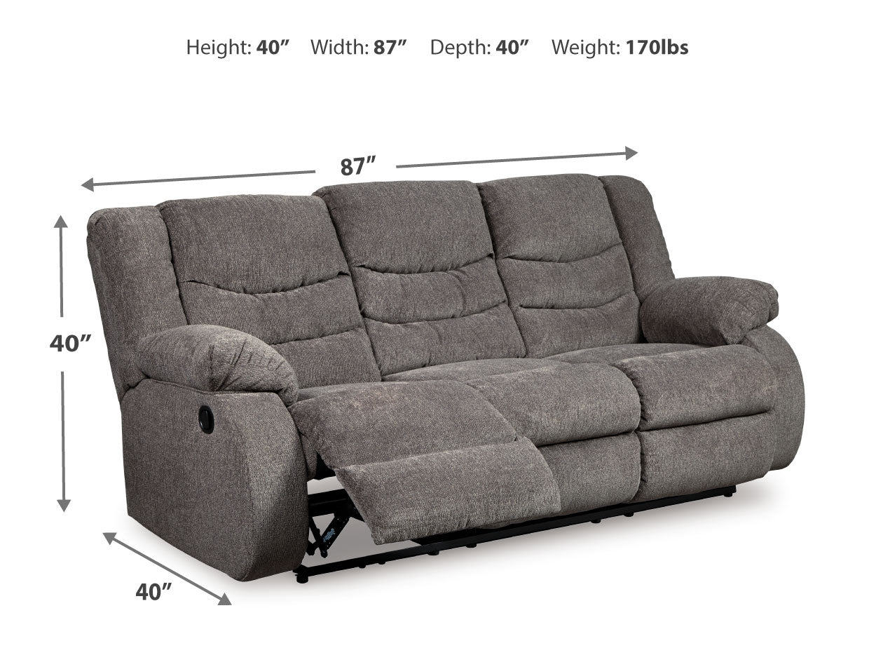 Furniture City Laplace - Ashley Furniture - TulenLiving Room - Reclining Sofa / Gray - 9860688