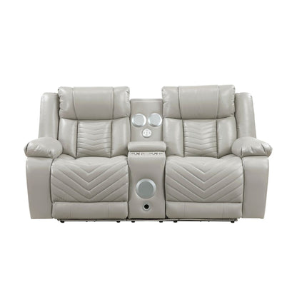 Huron - Power Double Reclining Loveseat With Center Console, Wireless Speakers, LED And Charging Ports