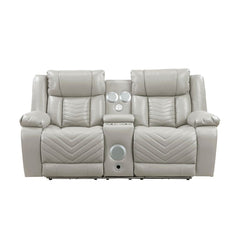 Huron - Power Double Reclining Loveseat With Center Console, Wireless Speakers, LED And Charging Ports