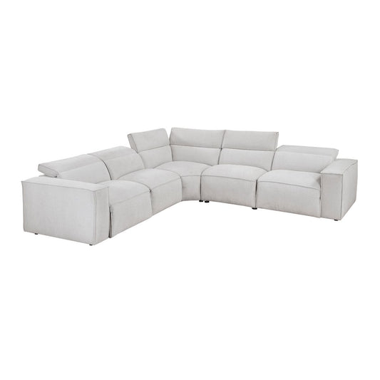 Phoebe - 5-Piece Modular Power Reclining Sectional With Power Headrests - Gray