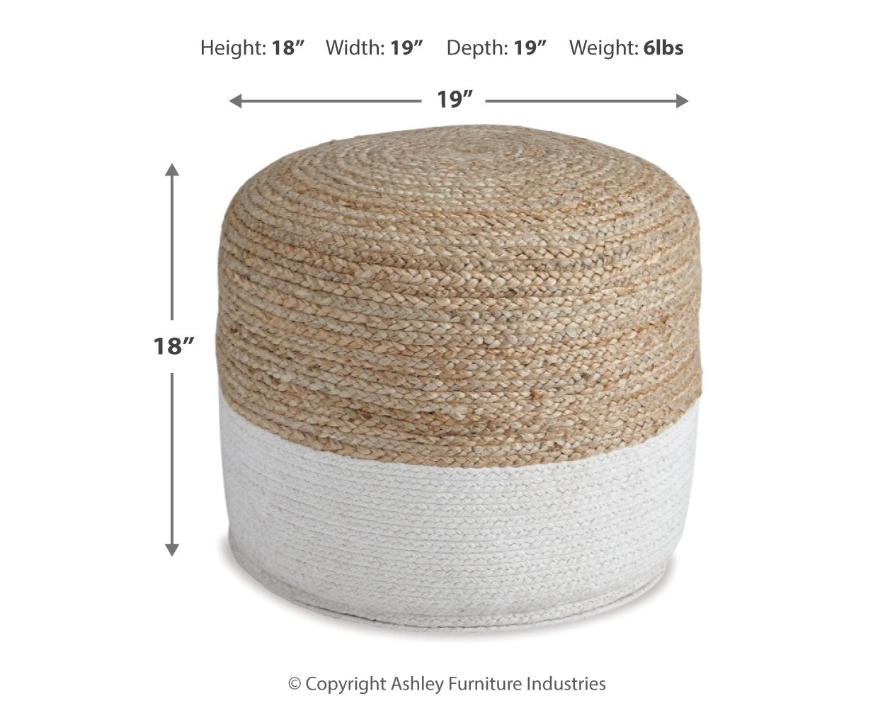 Furniture City Laplace - Ashley Furniture - Sweed Valley Pouf - Pouf / Natural/White - A1000420