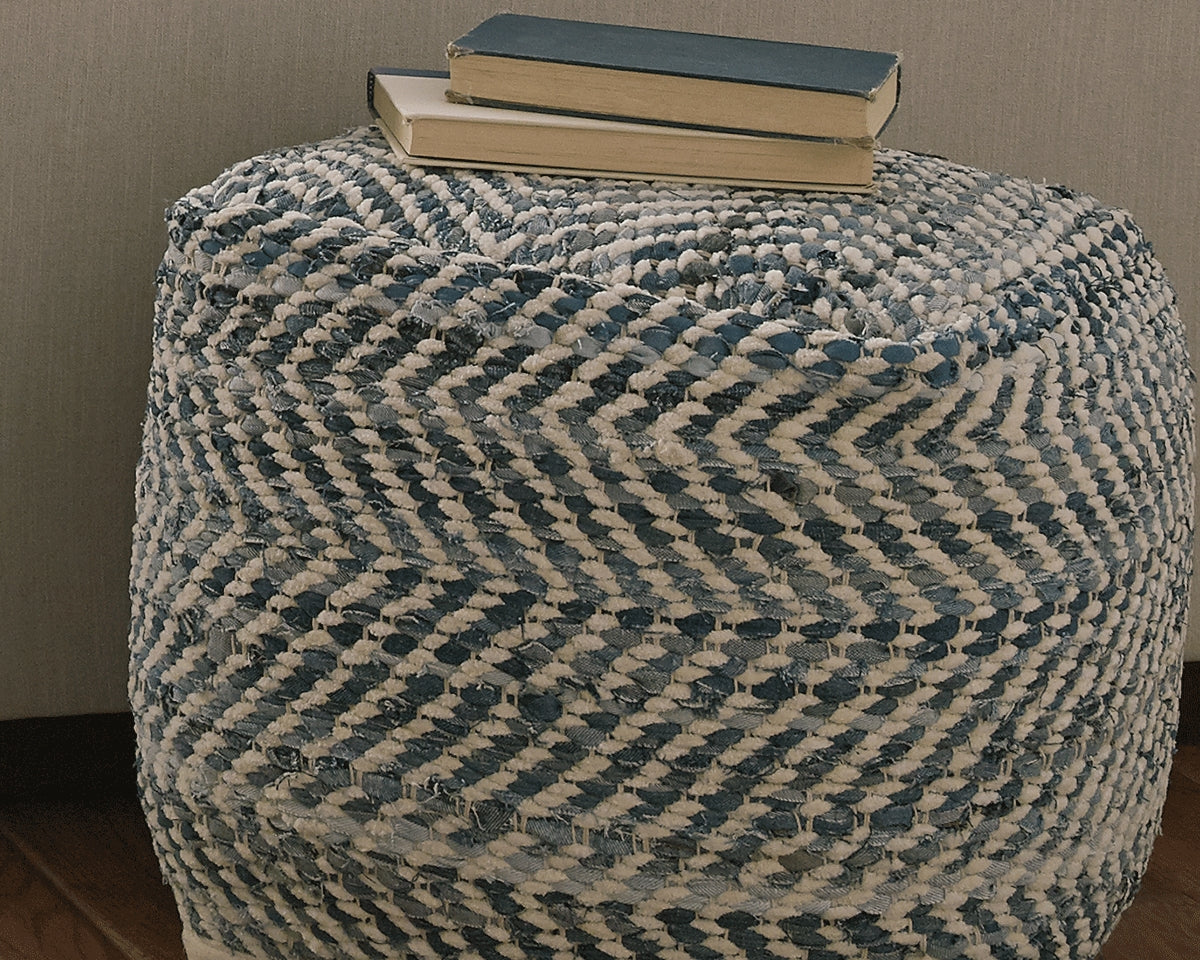 Furniture City Laplace - Ashley Furniture - Chevron Pouf - Pouf / Blue - A1000445