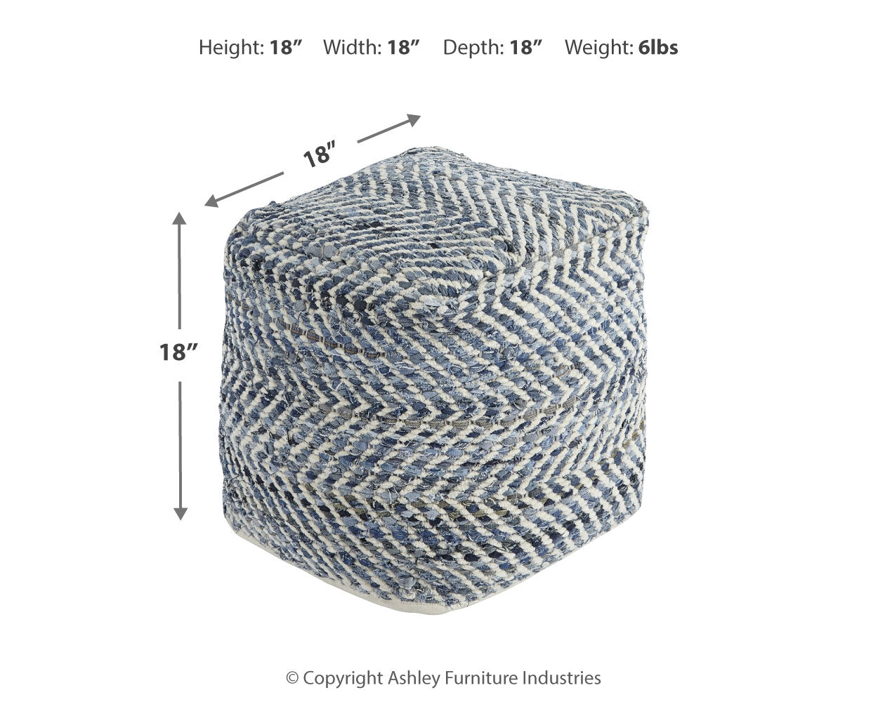 Furniture City Laplace - Ashley Furniture - Chevron Pouf - Pouf / Blue - A1000445