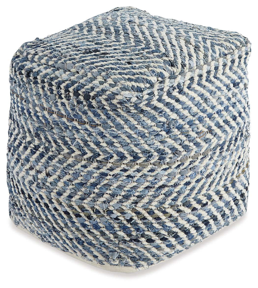 Furniture City Laplace - Ashley Furniture - Chevron Pouf - Pouf / Blue - A1000445