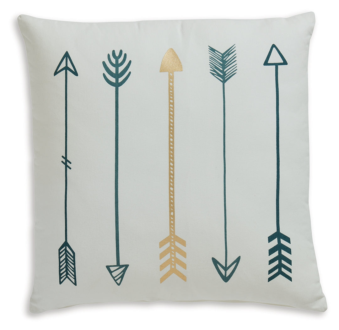 Furniture City Laplace - Ashley Furniture - Gyldan Pillows - Pillow (4/CS) / White/Teal/Gold - A1000994