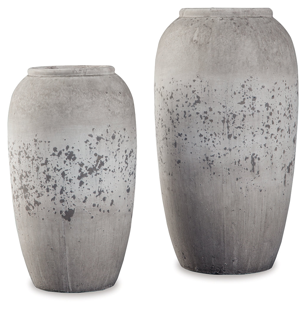 Furniture City Laplace - Ashley Furniture - Dimitra Vase - Vase Set (Set of 2) / Brown/Cream - A2000110