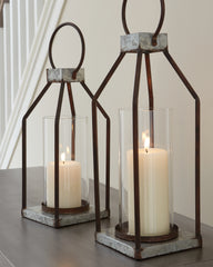 Furniture City Laplace - Ashley Furniture - Diedrick Candle Holder - Lantern Set (Set of 2) / Gray/Black - A2000346