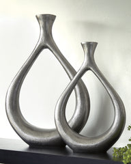 Furniture City Laplace - Ashley Furniture - Dimaia Vase - Vase (Set of 2) (2/CS) / Antique Silver Finish - A2000348
