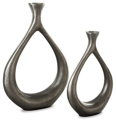 Furniture City Laplace - Ashley Furniture - Dimaia Vase - Vase (Set of 2) (2/CS) / Antique Silver Finish - A2000348