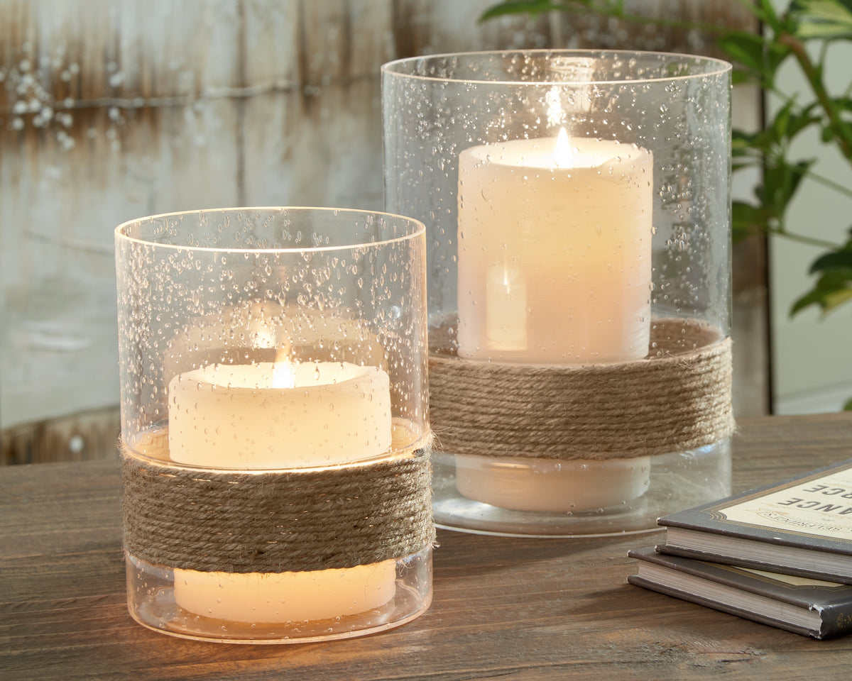 Furniture City Laplace - Ashley Furniture - Eudocia Candle Holder - Candle Holder Set (Set of 2) / Clear - A2000456
