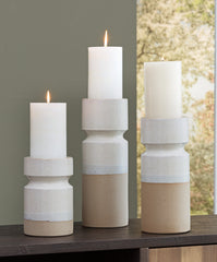 Furniture City Laplace - Ashley Furniture - Hurston Candle Holder - Candle Holder Set (3/CN) / Ivory/Brown - A2000583
