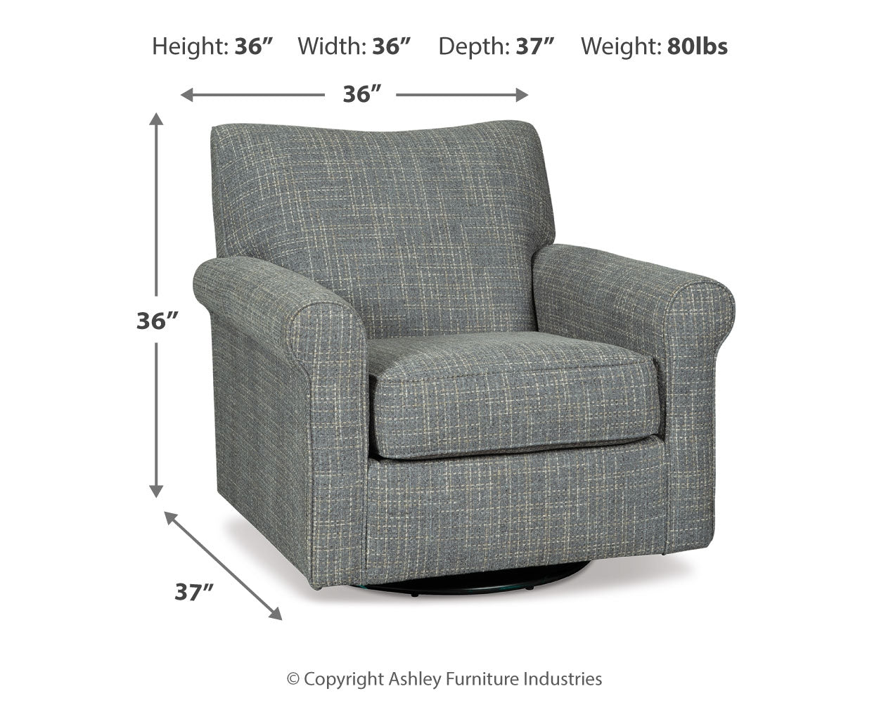 Furniture City Laplace - Ashley Furniture - Renley Accent Chair - Swivel Glider Accent Chair / Ash - A3000002