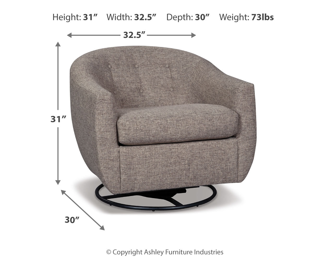 Furniture City Laplace - Ashley Furniture - Upshur Accent Chair - Swivel Glider Accent Chair / Taupe - A3000003
