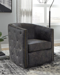 Furniture City Laplace - Ashley Furniture - Brentlow Swivel Accent Chair - Swivel Accent Chair / Distressed Black - A3000202