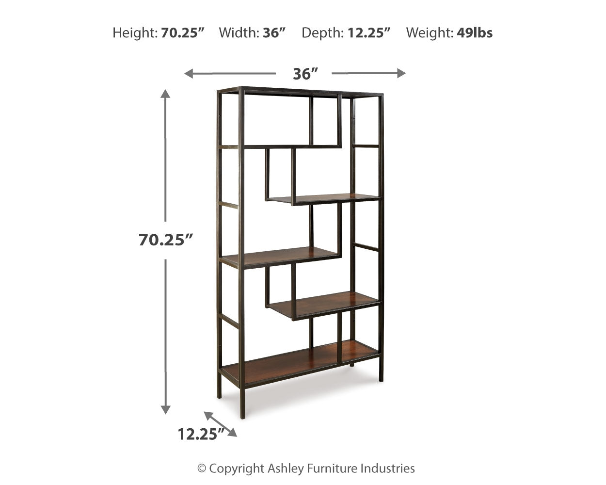 Furniture City Laplace - Ashley Furniture - Frankwell Bookcase - Bookcase / Gold Finish - A4000286