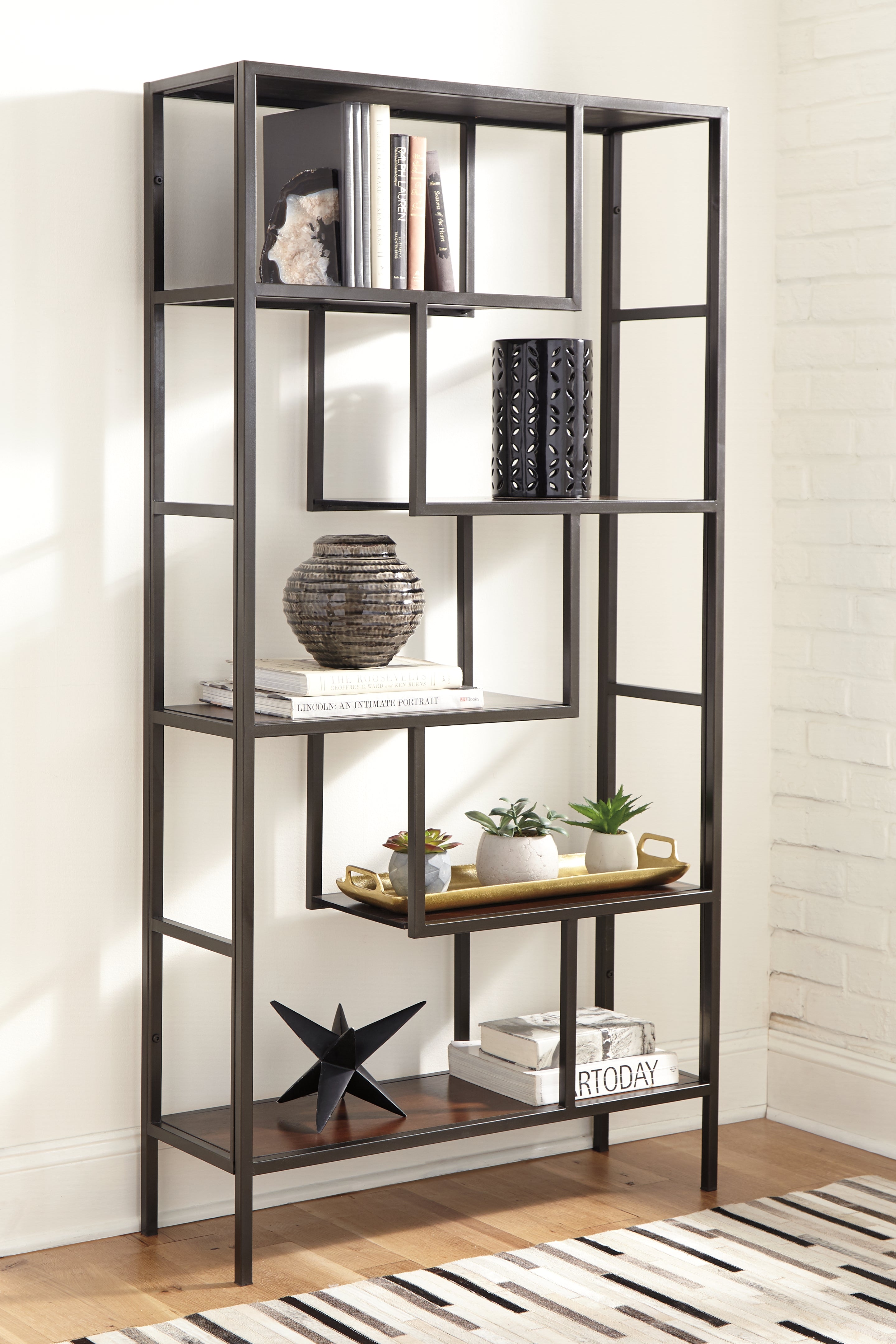 Furniture City Laplace - Ashley Furniture - Frankwell Bookcase - Bookcase / Gold Finish - A4000286