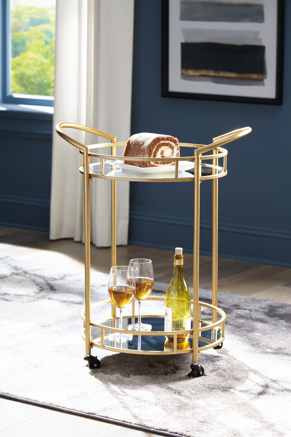 Furniture City Laplace - Ashley Furniture - Wynora Bar Cart - Bar Cart / Gold - A4000099