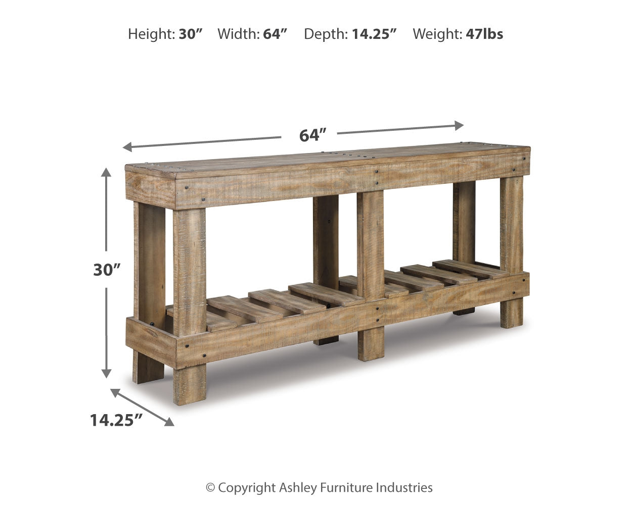Furniture City Laplace - Ashley Furniture - Susandeer Sofa/Console Table - Console Sofa Table / Brown - A4000219