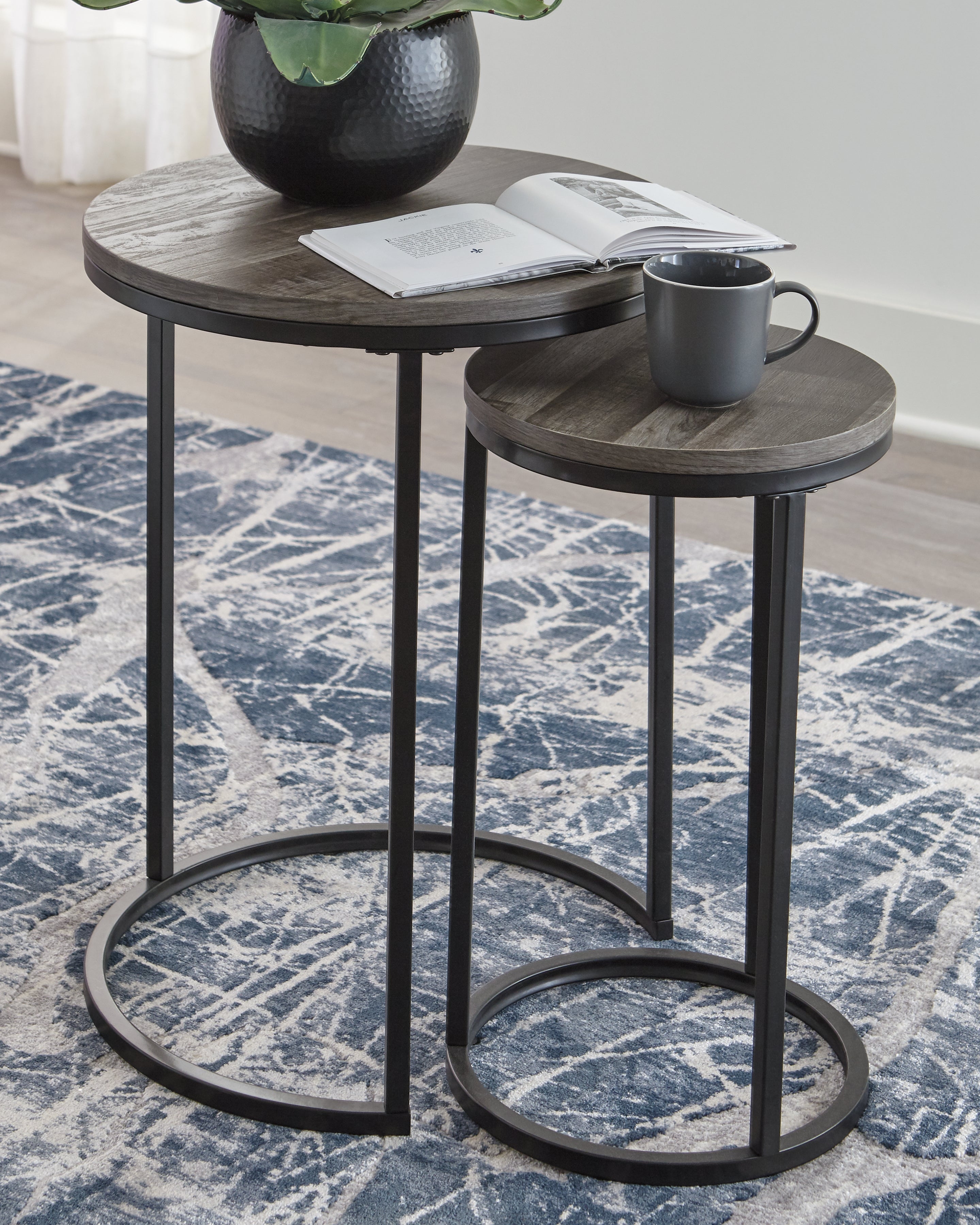 Furniture City Laplace - Ashley Furniture - Briarsboro Accent Table (Set of 2) - Accent Table Set (Set of 2) / Black/Gray - A4000231